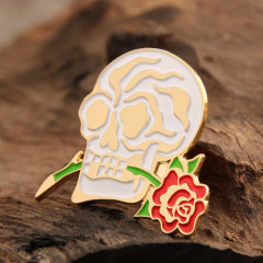 Skull and Flower Lapel Pins