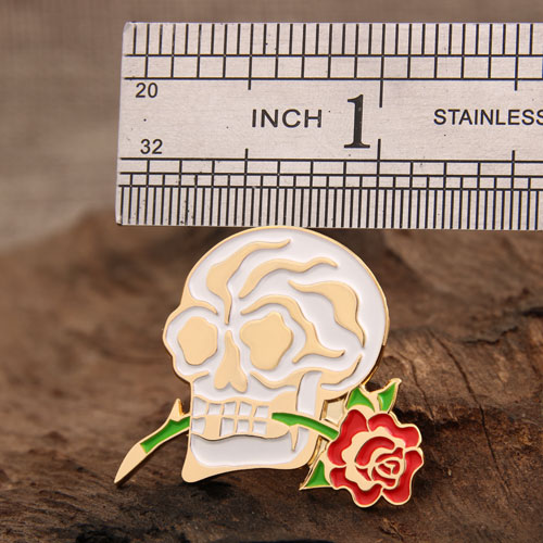 Skull and Flower Lapel Pins