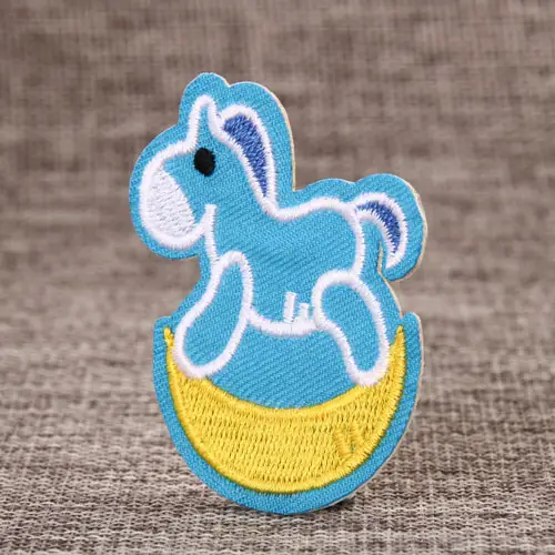Blue Horse Embroidered Patches