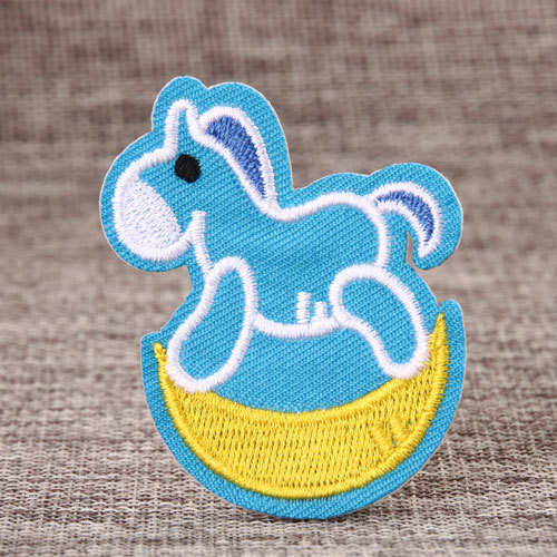 Blue Horse Embroidered Patches
