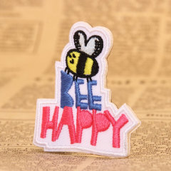 Bee Happy Embroidered Patches