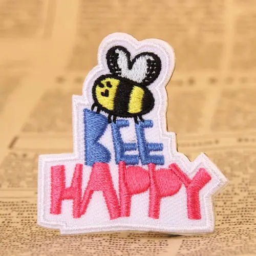 Bee Happy Embroidered Patches