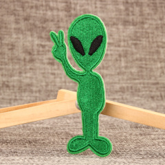 Green Alien Embroidered Patches