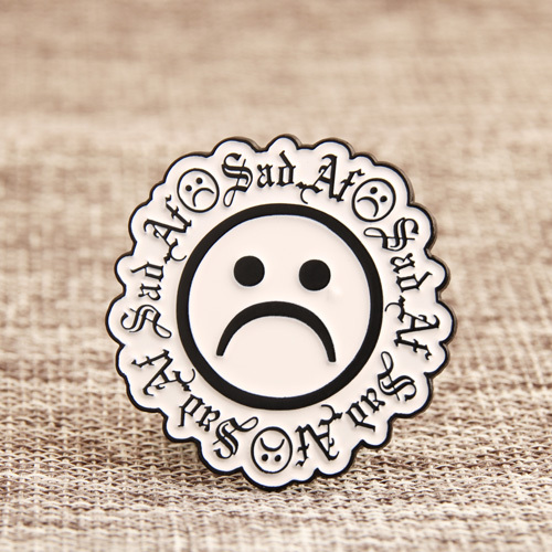 Sad face lapel pins
