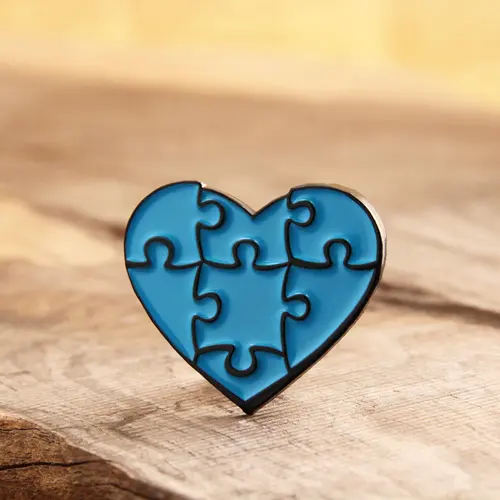 Jigsaw Heart Lapel Pins