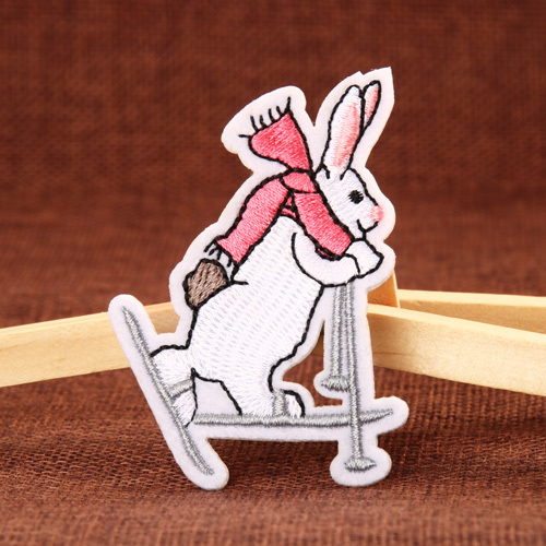Skateboarding Rabbit Embroidered Patches