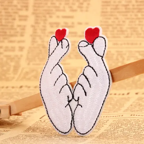 Finger Heart Embroidered Patches 
