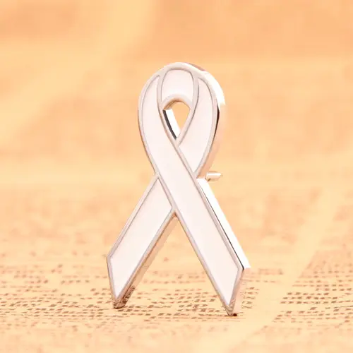White ribbon custom enamel pins