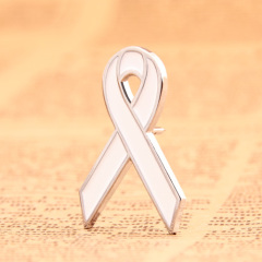 White ribbon custom enamel pins