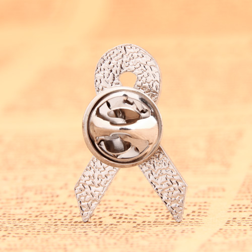 White ribbon custom enamel pins