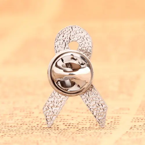 White ribbon custom enamel pins