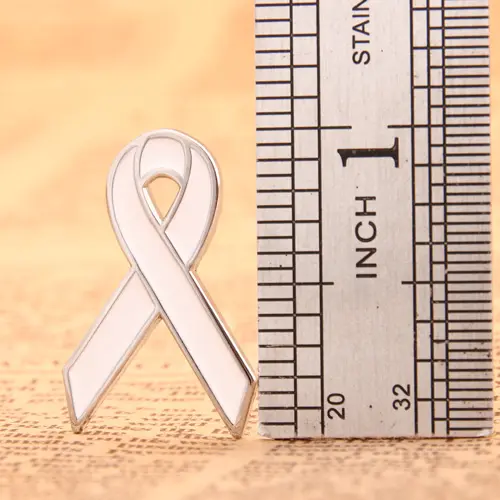 White ribbon custom enamel pins