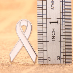 White ribbon custom enamel pins