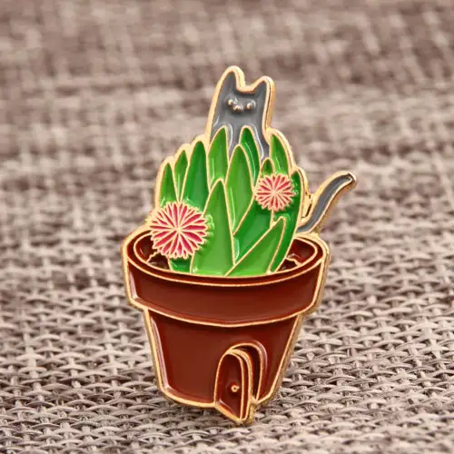 Cactus with Cat Lapel Pins