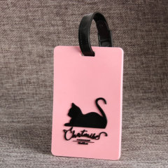 Cat Pink PVC Luggage Tag