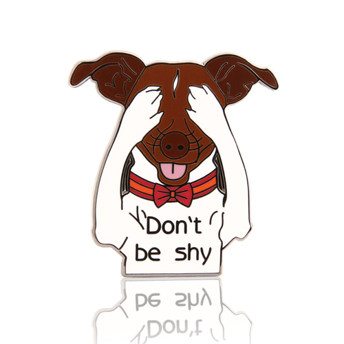 Don't Be Shy Dog Enamel Pins | Stock Lapel Pins | Animal Pins