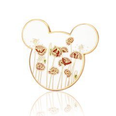 Hidden Mickey Poppy Flower Pins
