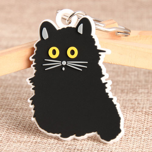 Black Cat PVC Keychain