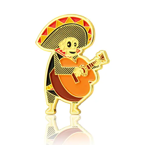 Guitarist Skull Enamel Pins 