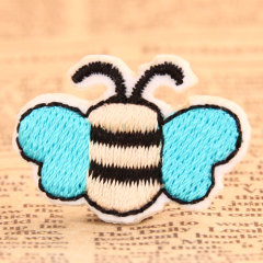 Blue Wing Bee Embroidered Patches