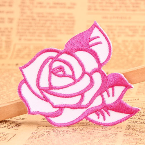 Pink Rose Custom Embroidered Patches