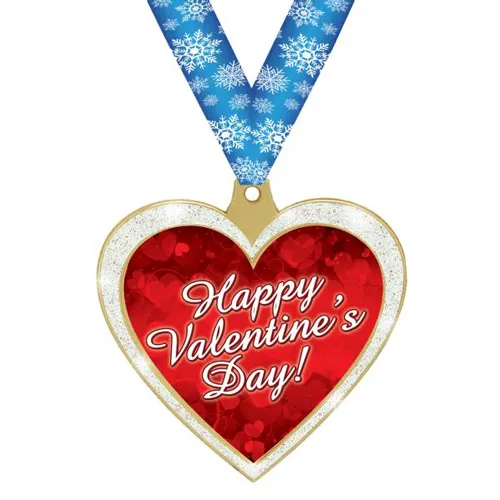 White Glitter Heart Medal
