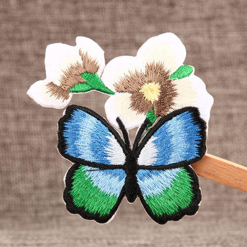 Butterfly Flower Custom Embroidered Patches