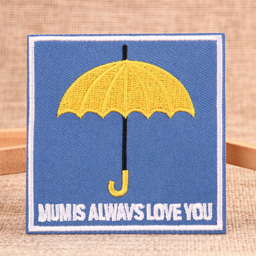 Yellow Umbrella Embroidered Patches