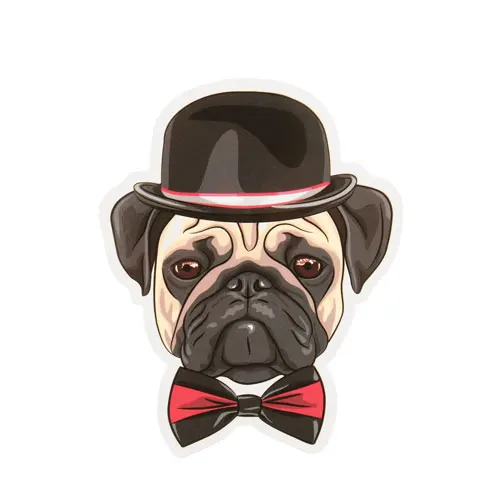 Cartoon Pug Custom Stickers