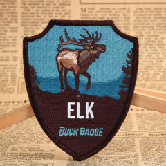 Elk Buck Badge Embroidered Patches
