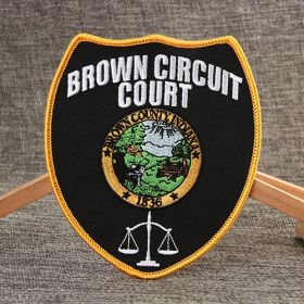 Brown Circuit Court Embroidered Patches