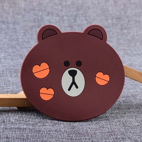Kiss Bear Brown Custom PVC Coaster 