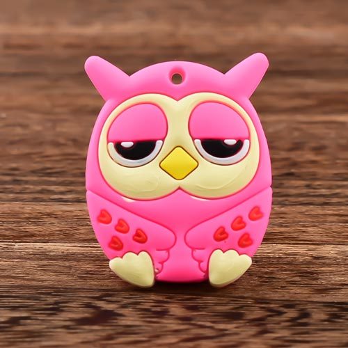 Sleepy Pink Owl Custom PVC Magnet 